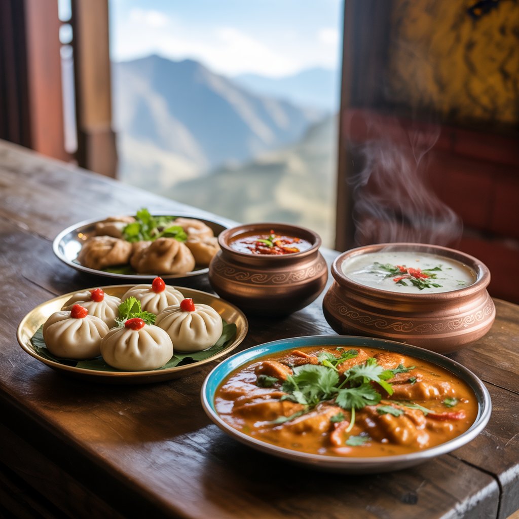 Momos and curries with mountain views